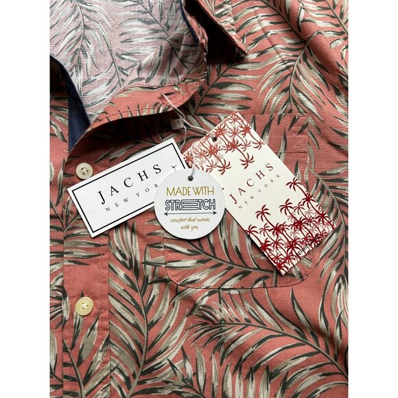 Jachs NY Men’s Stretch Button-Down Coastal-Preppy Shirt Palm Leaf Print Size‎ L - Picture 5 of 7